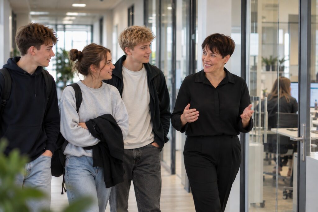 Neue Auszubildende werden durch das Unternehmen geführt – MODUL TRAINING