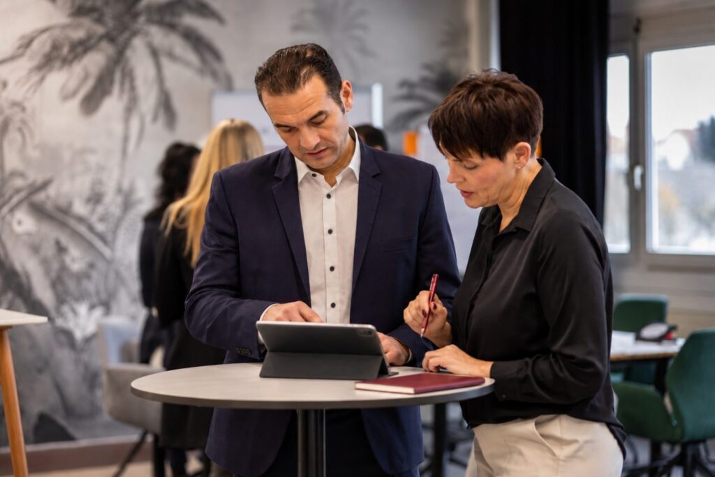 Office Management: Assistenz und Führungskraft stimmen Termine am Tablet ab