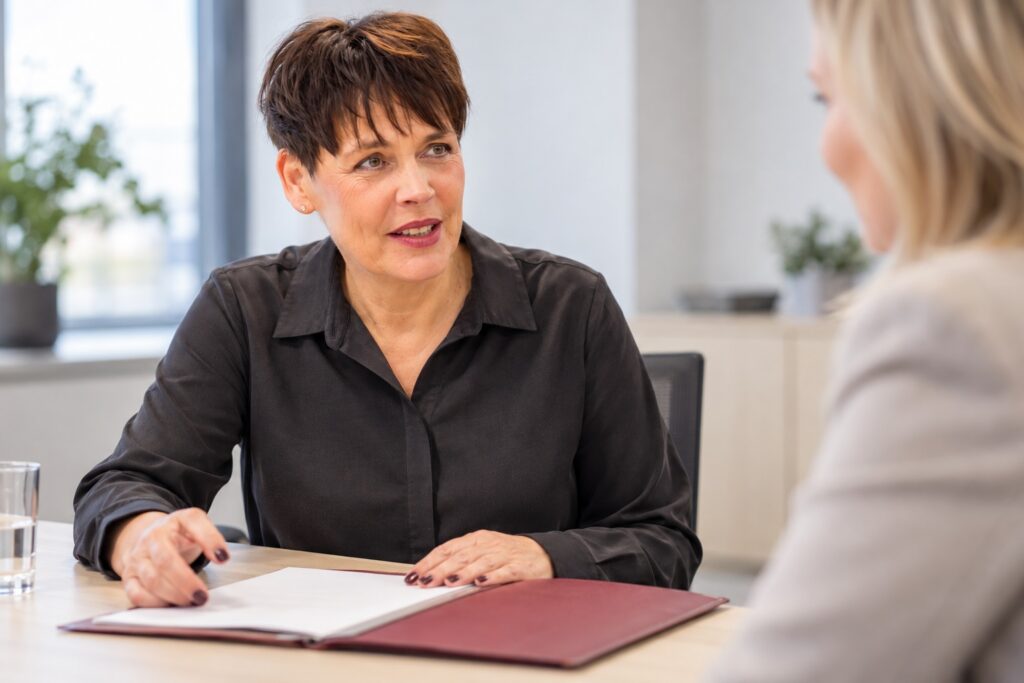 Verhandlungstraining: Verhandlungsgespräch am Tisch mit Unterlagen – MODUL TRAINING