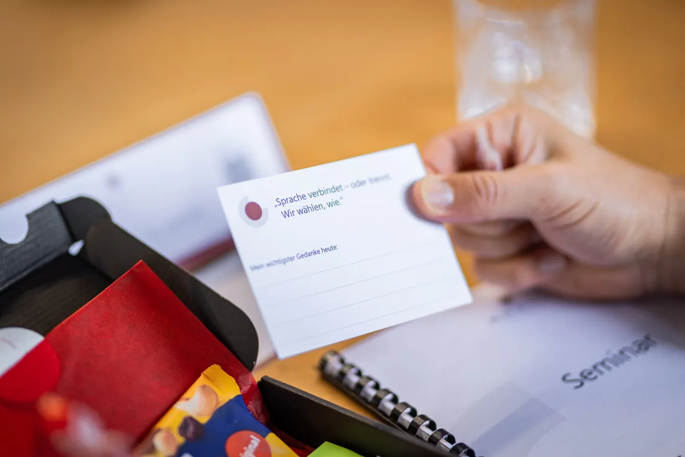 Reflexionskarte „Mein wichtigster Gedanke heute“ aus der Seminarbox von Modul Training