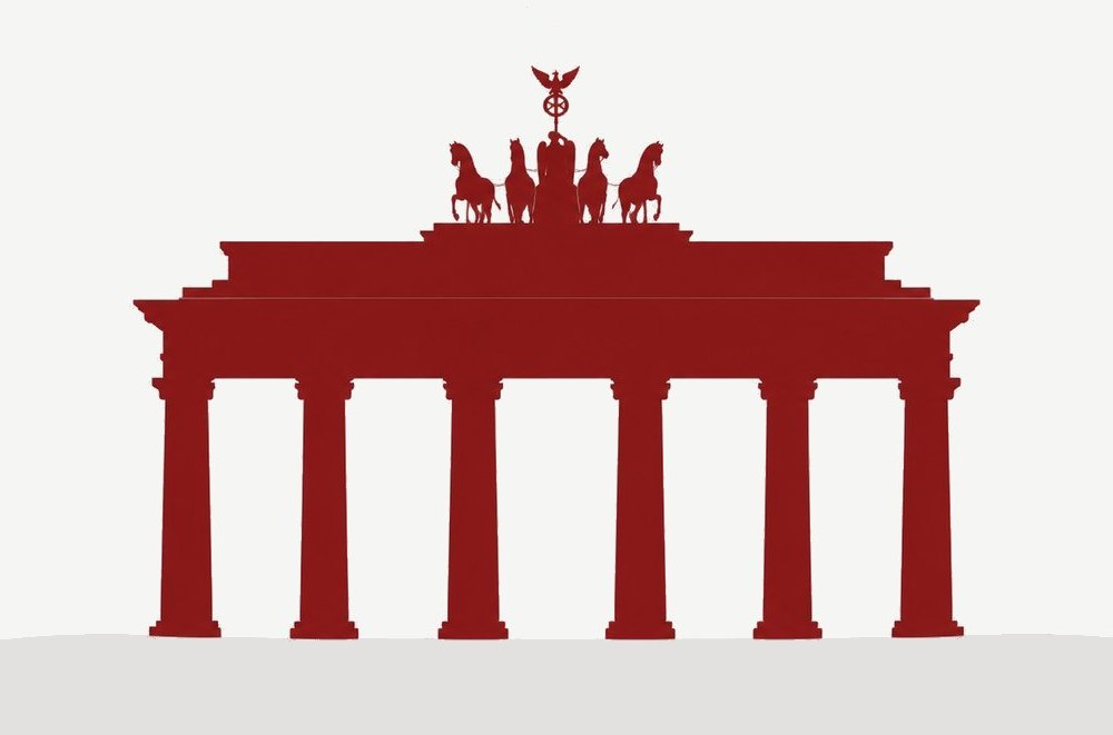 Seminare in Berlin: Brandenburger Tor als Silhouette in Modulrot