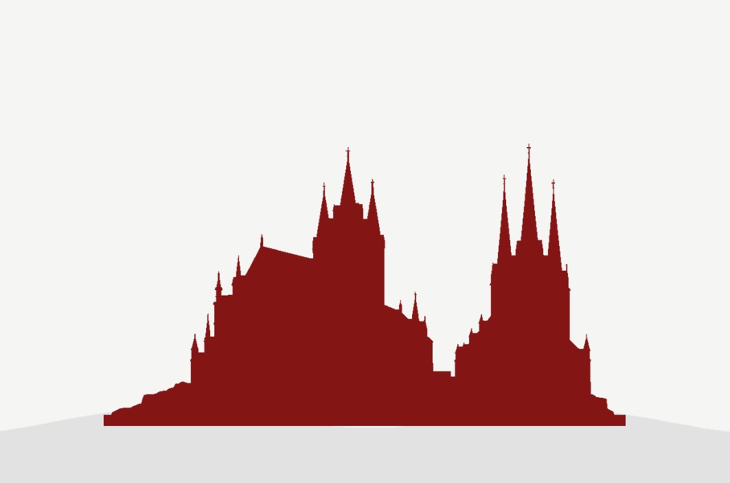 Soft Skills Seminare in Erfurt: Erfurter Dom und Severikirche als Silhouette in Modulrot