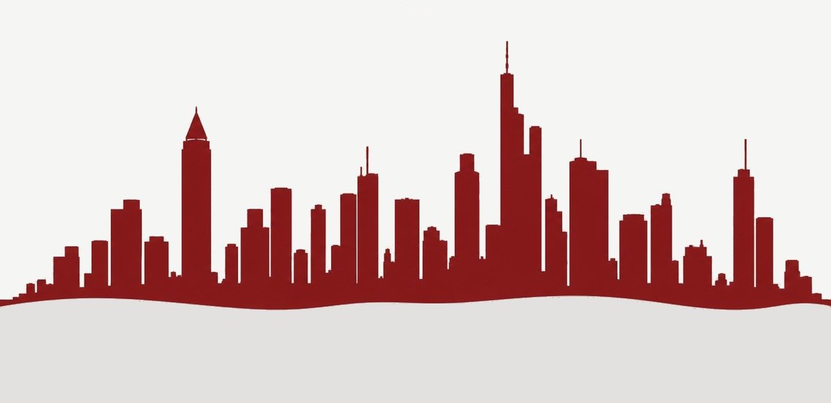 Seminare in Frankfurt: Frankfurter Skyline als Silhouette in Modulrot