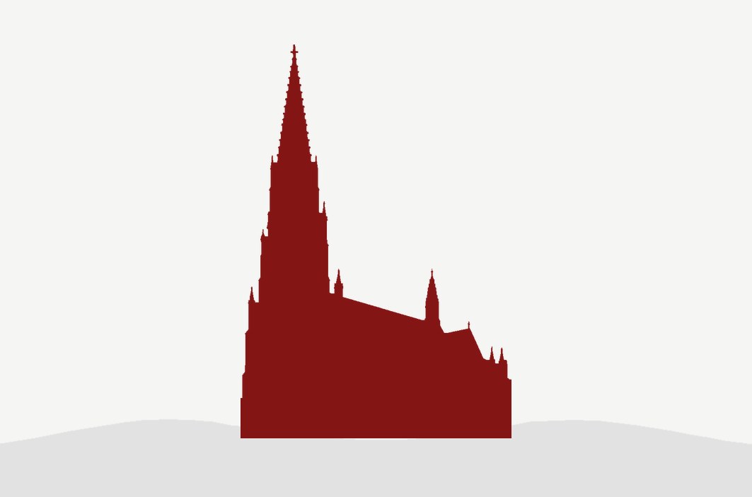 Telefontraining in Freiburg: Freiburger Münster als Silhouette in Modulrot