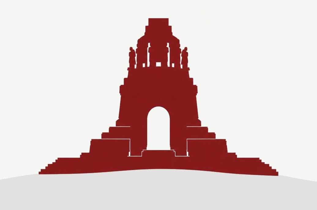 Seminare in Leipzig: Völkerschlachtdenkmal als Silhouette in Modulrot