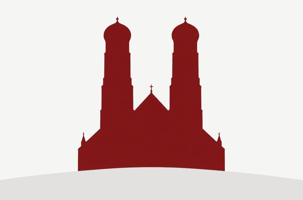 Seminare in München: Frauenkirche als Silhouette in Modulrot
