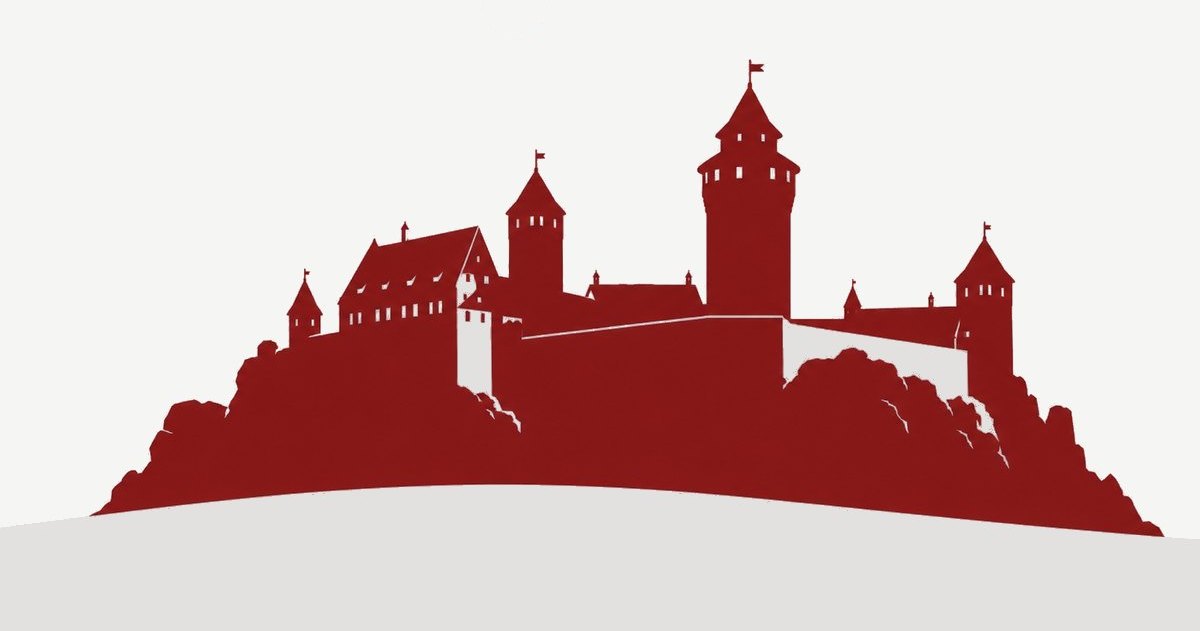 Seminare in Nürnberg: Kaiserburg als Silhouette in Modulrot