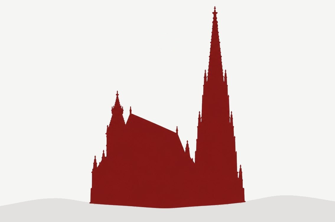 Inhouse-Trainings in Wien: Stephansdom als Silhouette in Modulrot