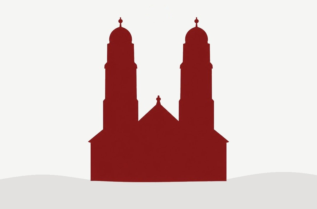 Inhouse-Trainings in Zürich: Grossmünster als Silhouette in Modulrot